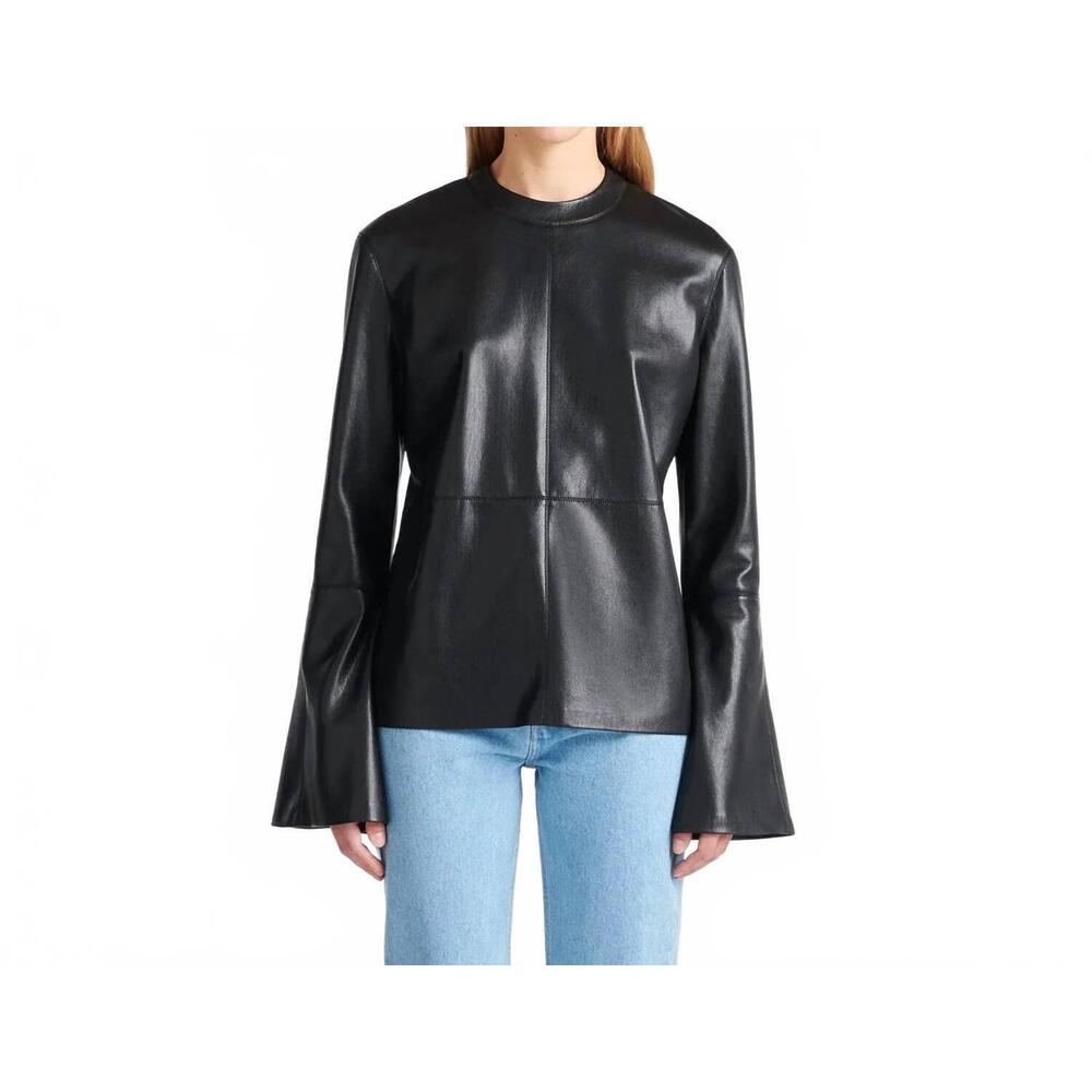 NEW NANUSHKA bolda alt-leather top in black